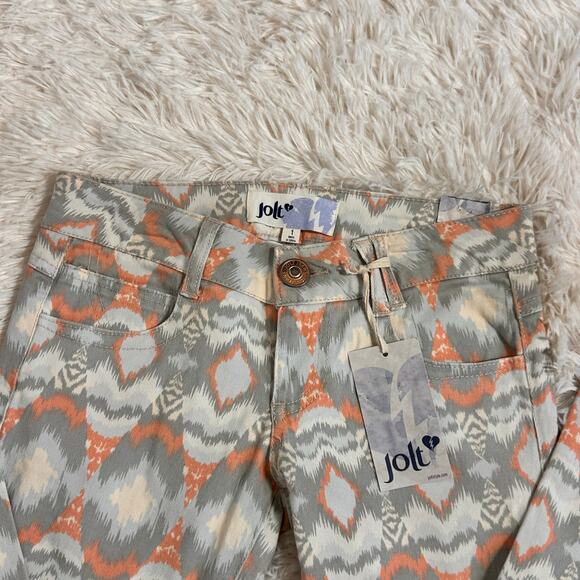 Jolt Jeans Women's Size 1 Low Rise Skinny Groovy Pattern Light Colors Stretch - Picture 3 of 8
